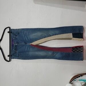 Y2K Gypsy Jeans Boot Cut Jeans With Corduroy Patches & Studs